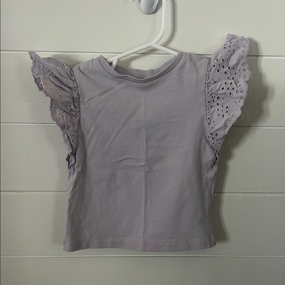 Zara Lavender Eyelet Sleeve Top